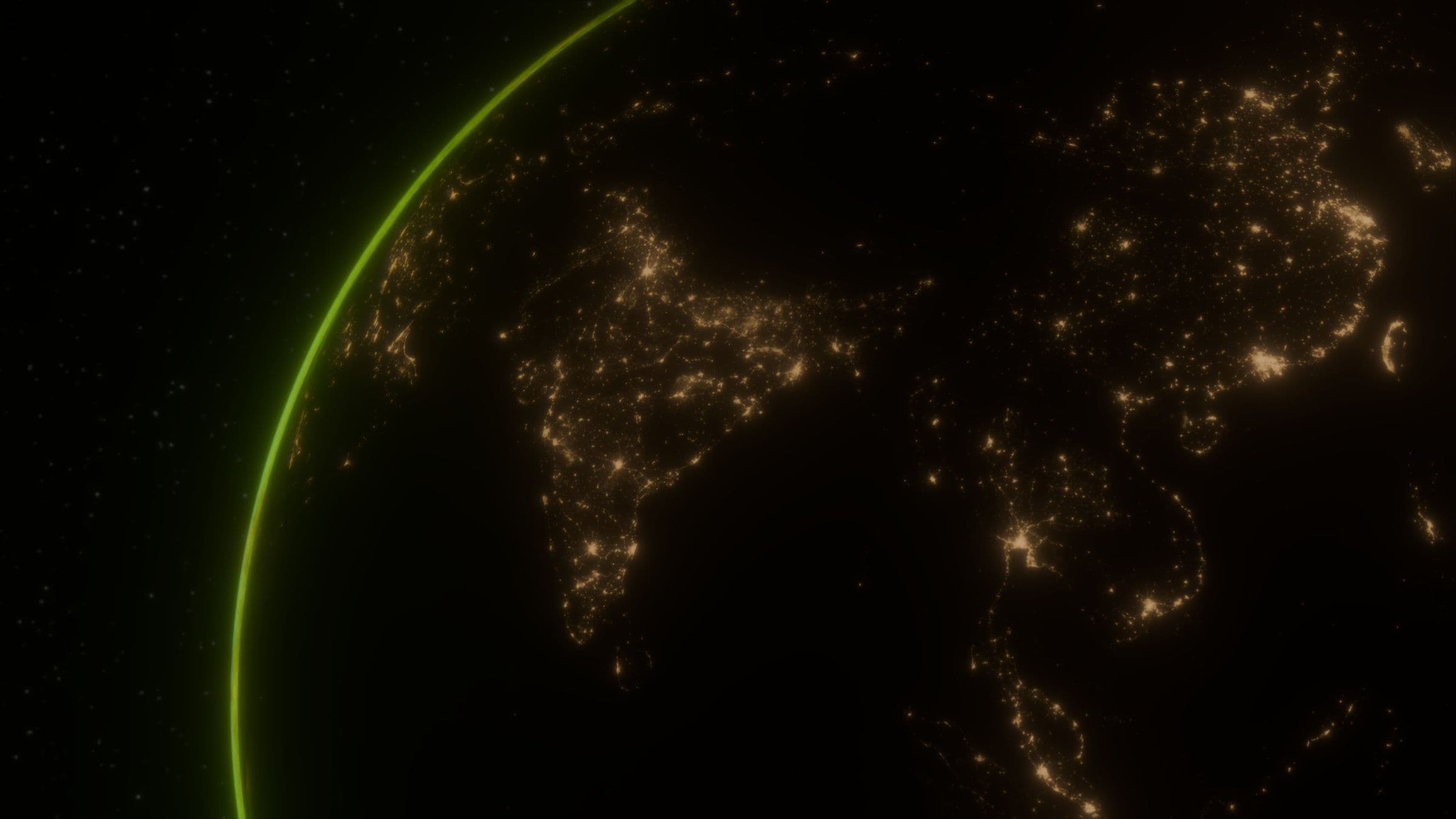 Earth at night with city lights